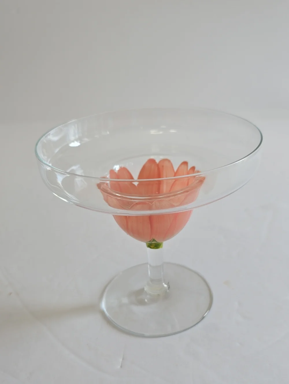Vintage MCM Tiki Set Of 3 Handpainted Pink Tulip Margarita Stemware Glasses